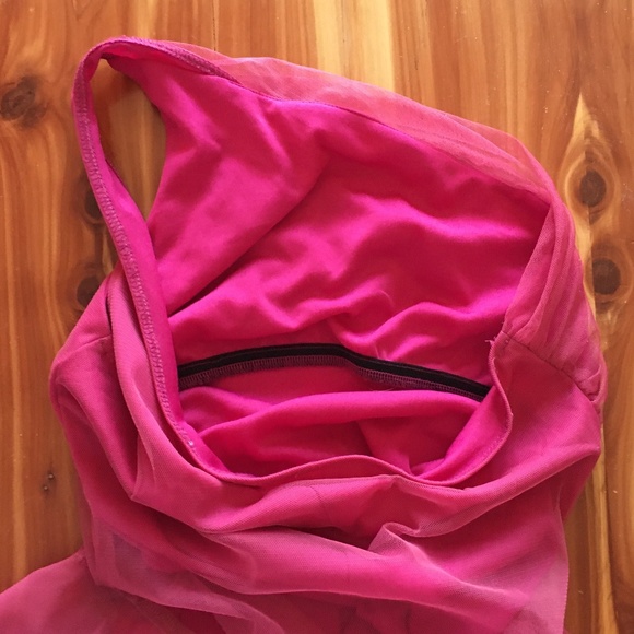 Vintage "Fairy" Asymmetrical Hem Pink Chiffon One Shoulder Midi Dress, XS - Picture 12 of 13